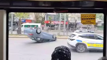 Şanlıurfa'da Ters Dönen Araçta Sürücü Sağ Kaldi