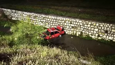 Babasının Aracını Kaçıran Genç Dereye Uçtu
