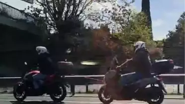 E5'te Tehlikeli Motosiklet Yolculuğu