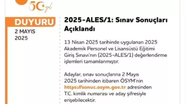 ALES 2025 Sınav Sonuçları Açıklandı