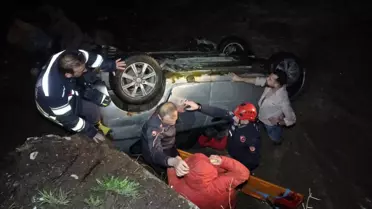 Erzurum'da Araç Dereye Düştü: 3 Yaralı