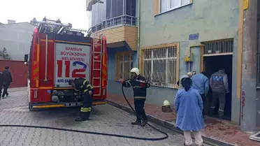 Bafra'da Merdiven Boşluğunda Yangın