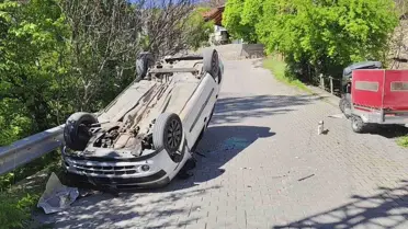 Safranbolu'da Ters Dönan Araç Kazası