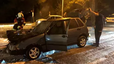Ayvalık'ta Park Halindeki Araçta Yangın