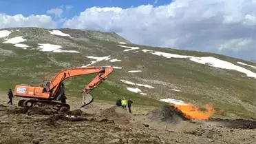 Sivas'ta Doğalgaz Hattına Yıldırım Düşmesi Yangın Çıkardı