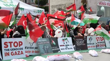 İstanbul'da kadınlardan Gazze'ye destek eylemi