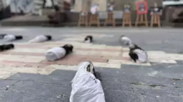 Öğretim görevlisinden Ankara'da kefenli Gazze protestosu