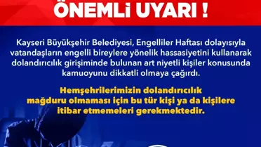 Kayseri Belediyesi'nden Dolandırıcılık Uyarısı