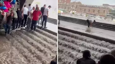 Diyarbakır'da dolu ve sağanak hayatı felç etti! Ulu Cami şelaleye döndü