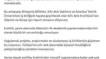 Emine Erdoğan'dan Sıfır Atık Enstitüsü paylaşımı