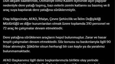 Osmaniye'de Aşırı Yağışlar: Can Kaybı Yok