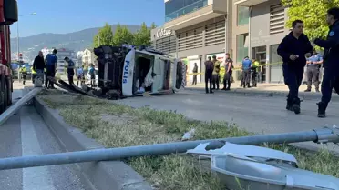 Bursa'da Polis Aracı Takla Attı