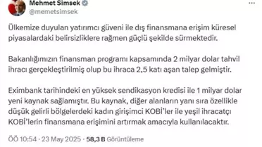 Eximbank'tan 1 Milyar Dolar Kredi
