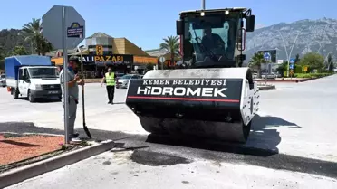 Kemer’de Elektrik Altyapı Çalışmalarının Ardından Asfaltlama Yapılıyor