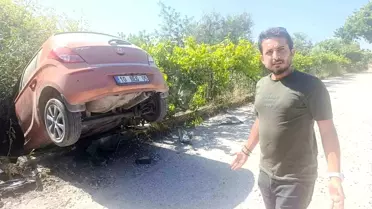 Manavgat'ta Virajı Alamayan Otomobiller Bahçeye Uçtu, Yaralı Var!