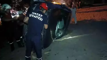 Hatay'da Takla Atan Araçta Sürücü Yaralandı