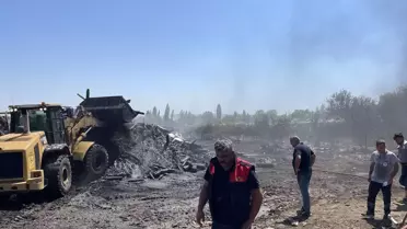 Merzifon'da Kereste Deposunda Yangın