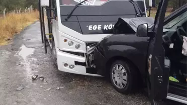 Havran'da Minibüs ve Ticari Araç Çarpıştı