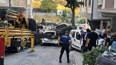 Başakşehir'de Kontrolsüz Vinç 23 Araca Çarptı