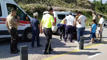 Çanakkale'de akülü engelli aracıyla gezen kişi başıboş köpeklerden korkup direğe çarptı
