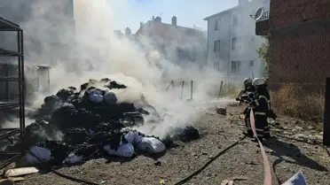 Çorum'da Tekstil Atık Alanında Yangın