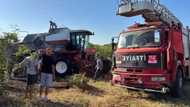 Edirne'de Buğday Hasadı Sırasında Yangın