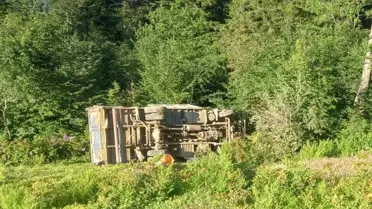 Espiye'de Kamyon Devrildi, Sürücü Yaralandı