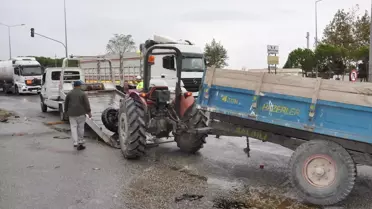 Tır ile Traktör Çarpıştı, 76 Yaşındaki Sürücü Ağır Yaralandı