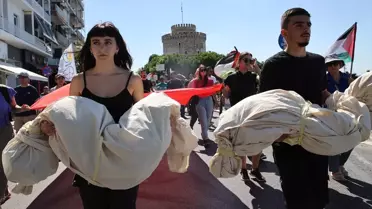 Selanik'te Filistin İçin Protesto Yürüyüşü
