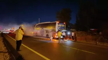 Yerköy'de Yolcu Otobüsünde Yangın