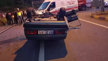 Alaplı'da Jandarma Aracına Çarpan Sürücü Yaralandı