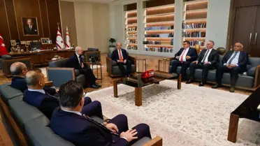 KKTC Cumhurbaşkanı Ersin Tatar, Hazine ve Maliye Bakanı Mehmet Şimşek'i kabul etti