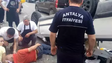 Alanya'da Trafik Kazası: Kamyonet Takla Attı