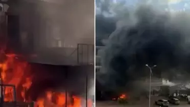 İnşaat malzemeleri satan iş yerinde yangın