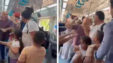 Marmaray'da iki küçük çocuğunun yanında darbedildi