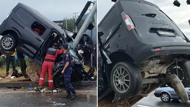 Direğe çarpan araç ikiye bölündü: Sürücü hayatını kaybetti