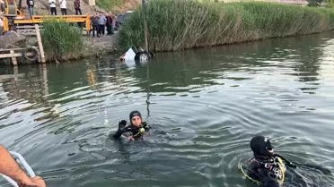 El freni çekilmeyen araç nehre düştü