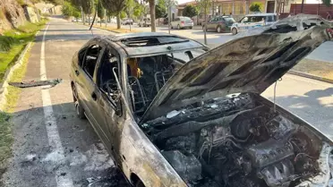 Yeni alınan otomobil seyir halindeyken yandı