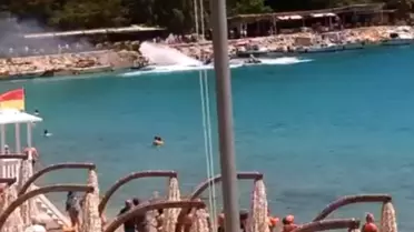 Kemer'de Tekne Yangınına Destek