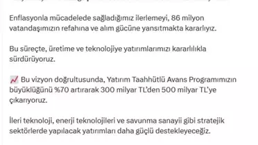 Sanayi ve Teknoloji Bakanı Kacır: Yatırım Taahhütlü Avans Programı 500 milyar TL'ye çıkarılıyor