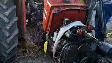 Traktör Şarampolde Takla Attı