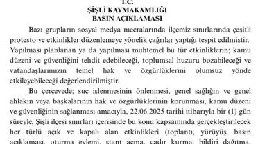 Şişli'de 1 Günlük Gösteri Yasağı