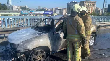Ataşehir'de cip alev alev yandı