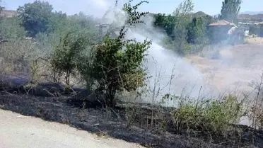 Osmancık'ta Kuru Ot Yangını Büyümeden Söndürüldü