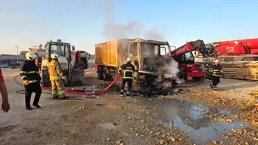 Mardin'de Hafriyat Kamyonunda Yangın