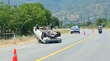 Bozdoğan'da otomobil takla attı