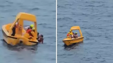 Kahraman baba, gemiden denize düşen kızını dakikalar süren mücadele sonrası kurtardı