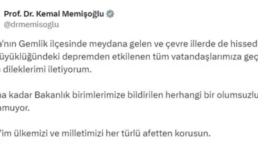Bursa Gemlik'teki Depreme İlişkin Açıklama
