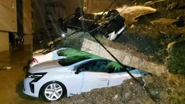 Samsun'da Şiddetli Yağmur İstinat Duvarını Devirtti