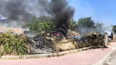 Denizli'de Ot Yangını Evlere Sıçramadan Söndürüldü